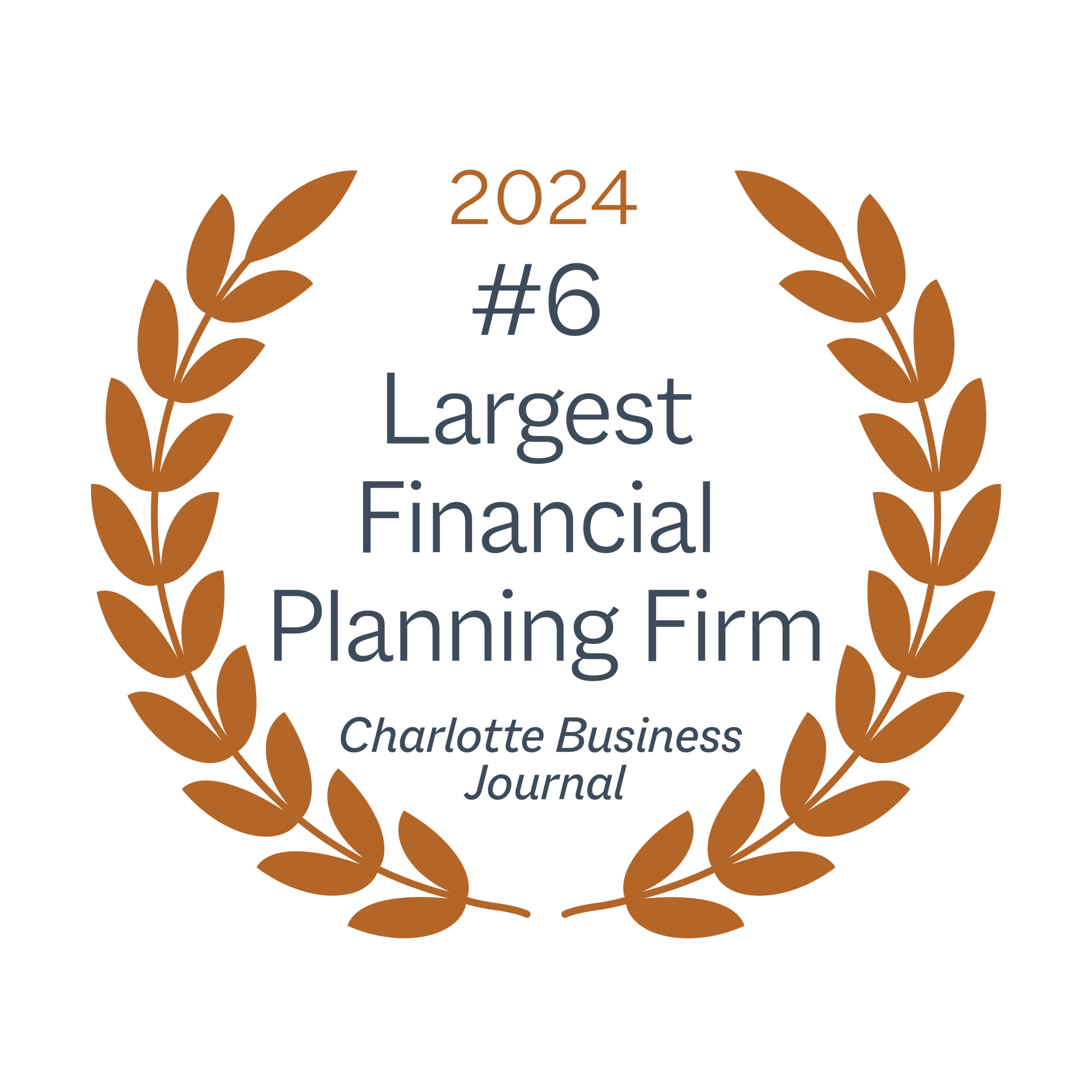 Awards laurels for website Charlotte Business Journal Largest FP Firm scaled 1