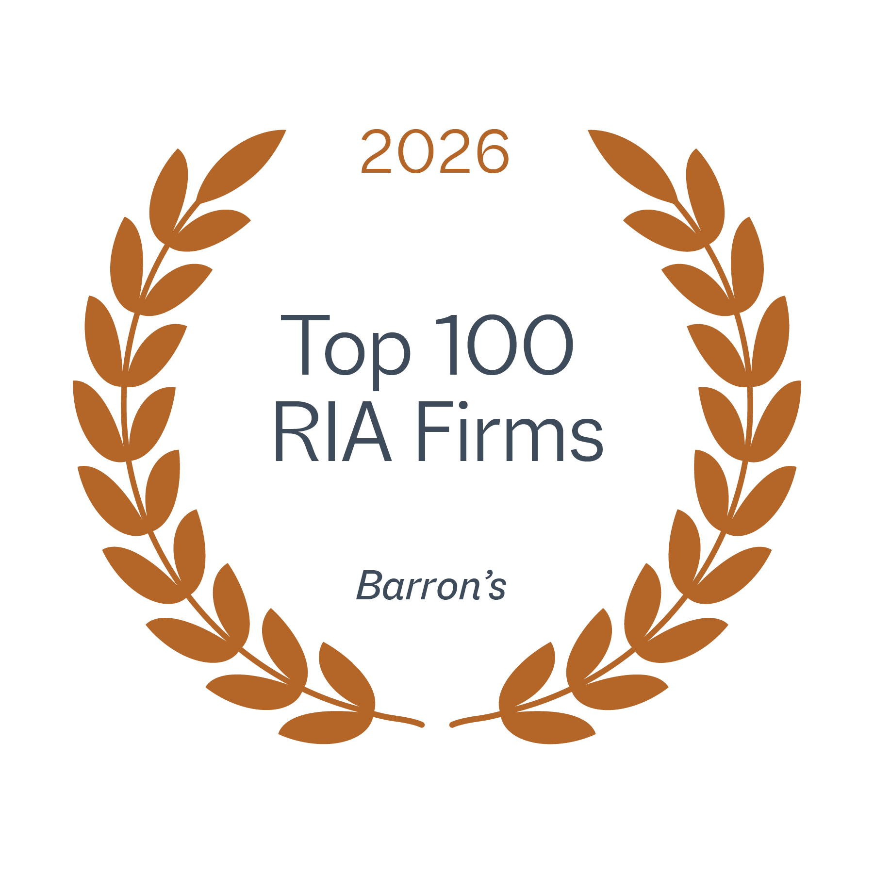 2026 Award Laurel for The Top 100 RIA Firms ranking by Barron's